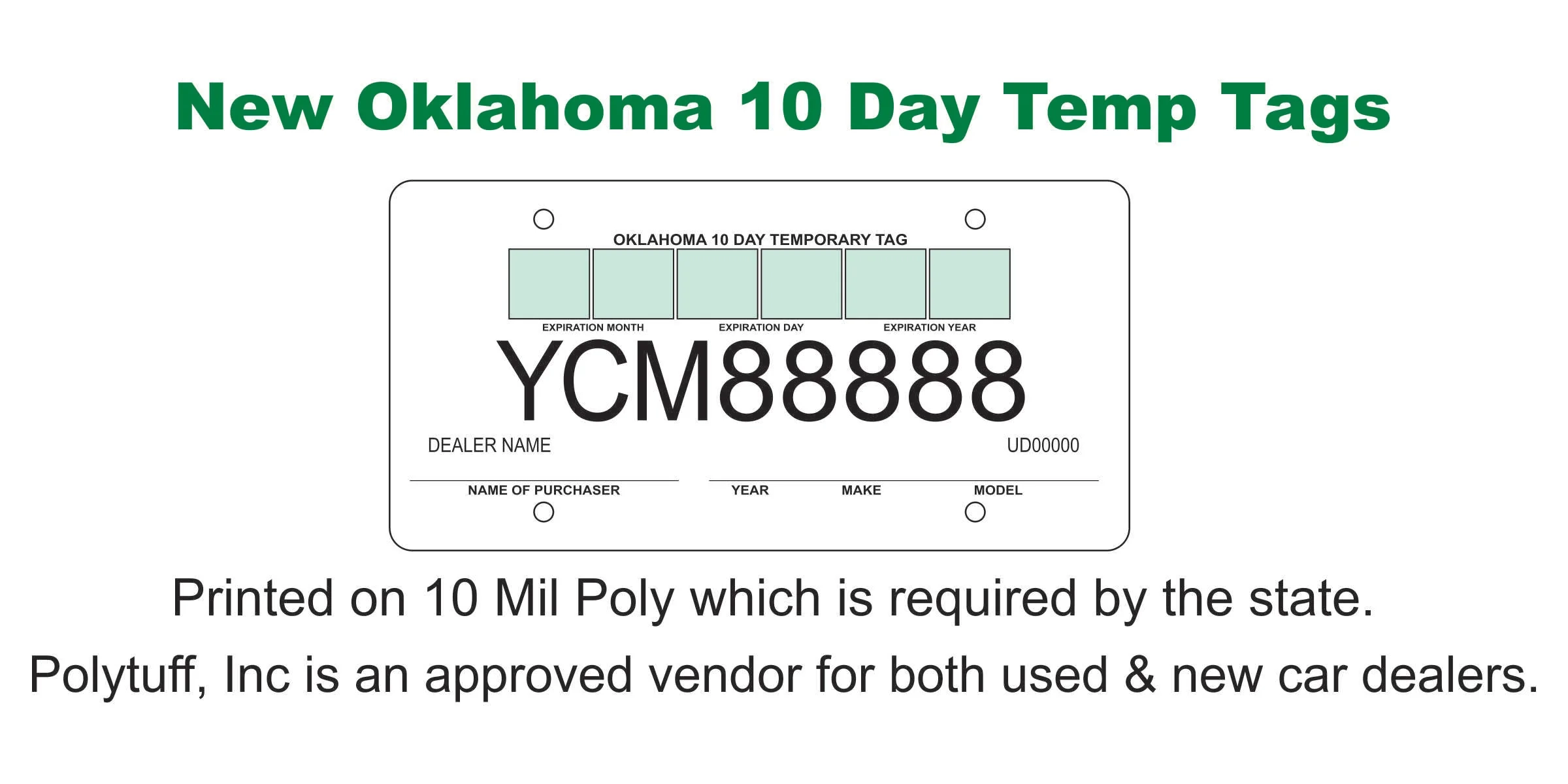 10 Day Dealer Temp Tags Oklahoma Temporary Plate