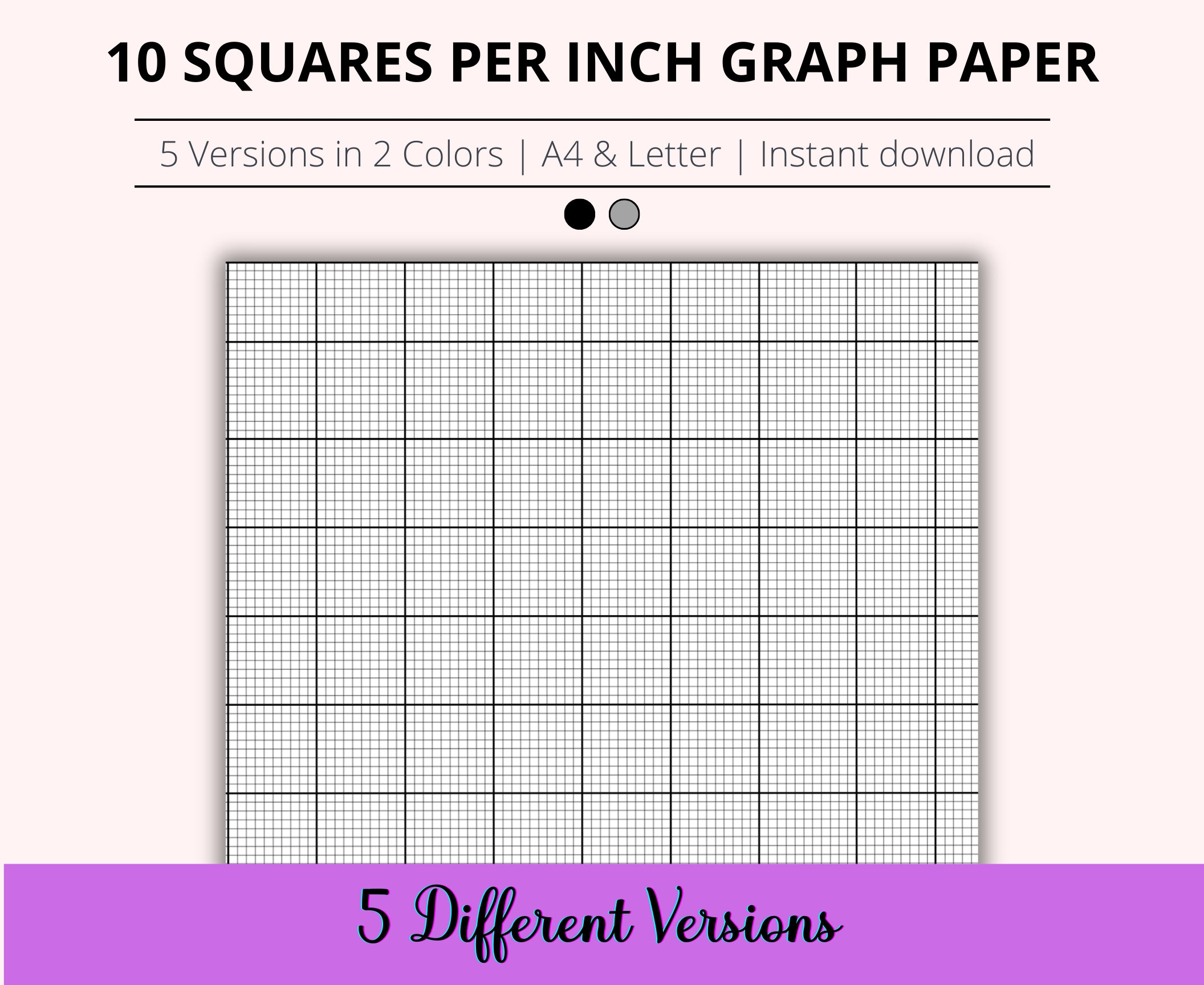 10 Squares Per Inch Graph Paper Bundle Printable Cross Stitch 