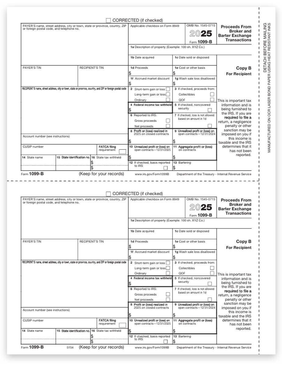 1099B Forms For Broker Transactions Copy B DiscountTaxForms