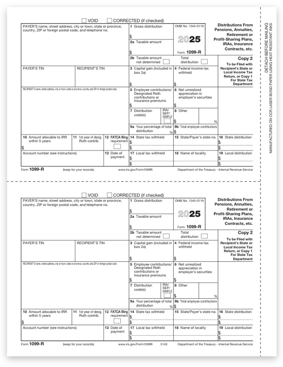 1099R Tax Forms 2025 Copy 2 1 Recipient DiscountTaxForms
