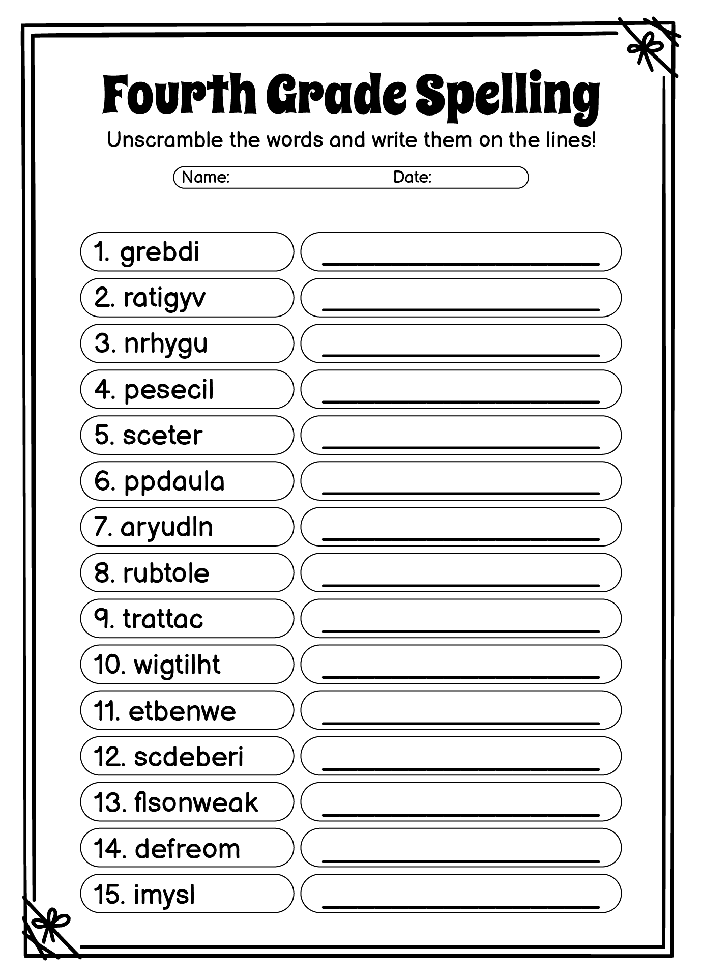 11 4th Grade Spelling Worksheets Printable Free PDF At 