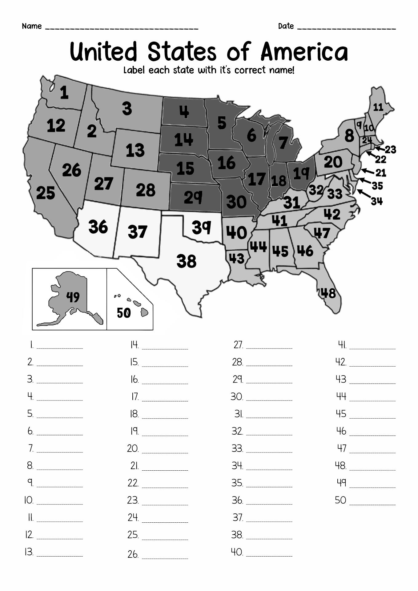 13 Fifty States Worksheets Free PDF At Worksheeto 