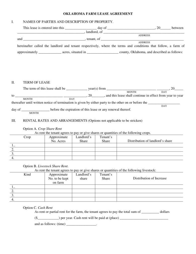 Free Farm Lease Agreement Form Download