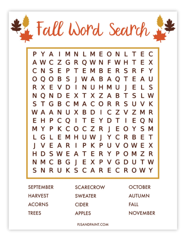 15 Free Printable Fall Games And Activities Pjs And Paint