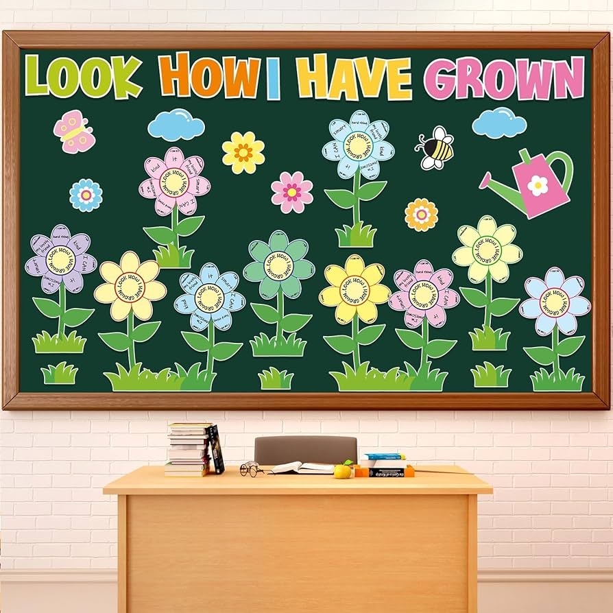 182PCS Spring Bulletin Board Decorations Set Flowers Craft Cutouts 
