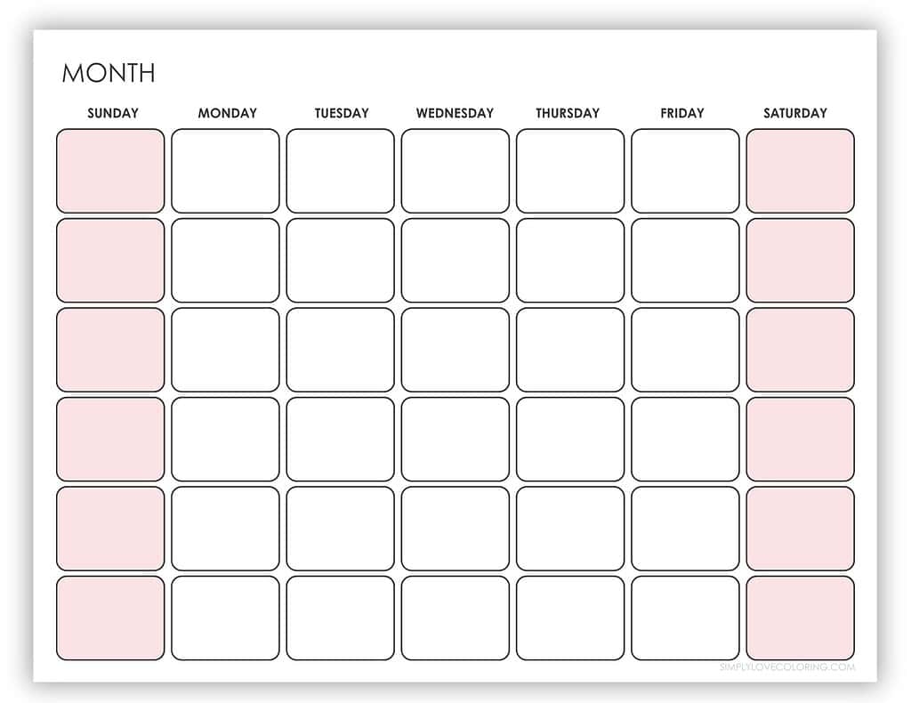 Blank 6 Week Calendar Printable