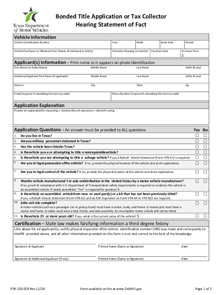 Tx Form 130-U Form