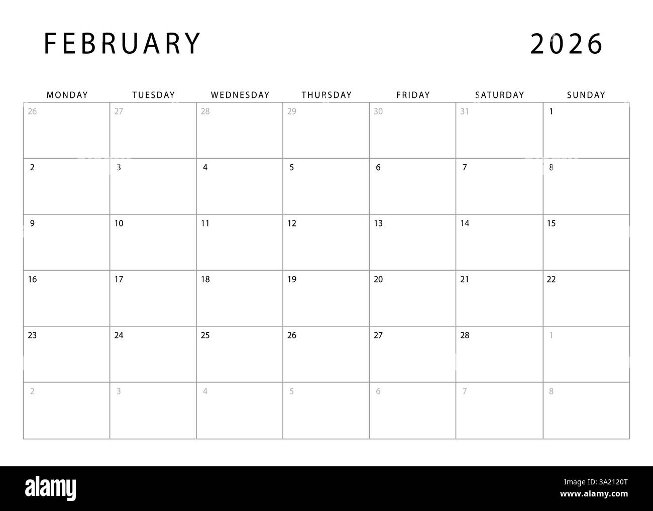 2026 Calendar Black And White Stock Photos amp Images Alamy