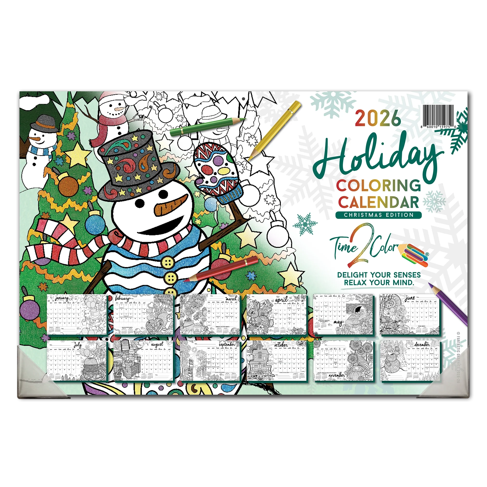 2026 Christmas Holiday Home Edition Desk Blotter Wall Coloring 