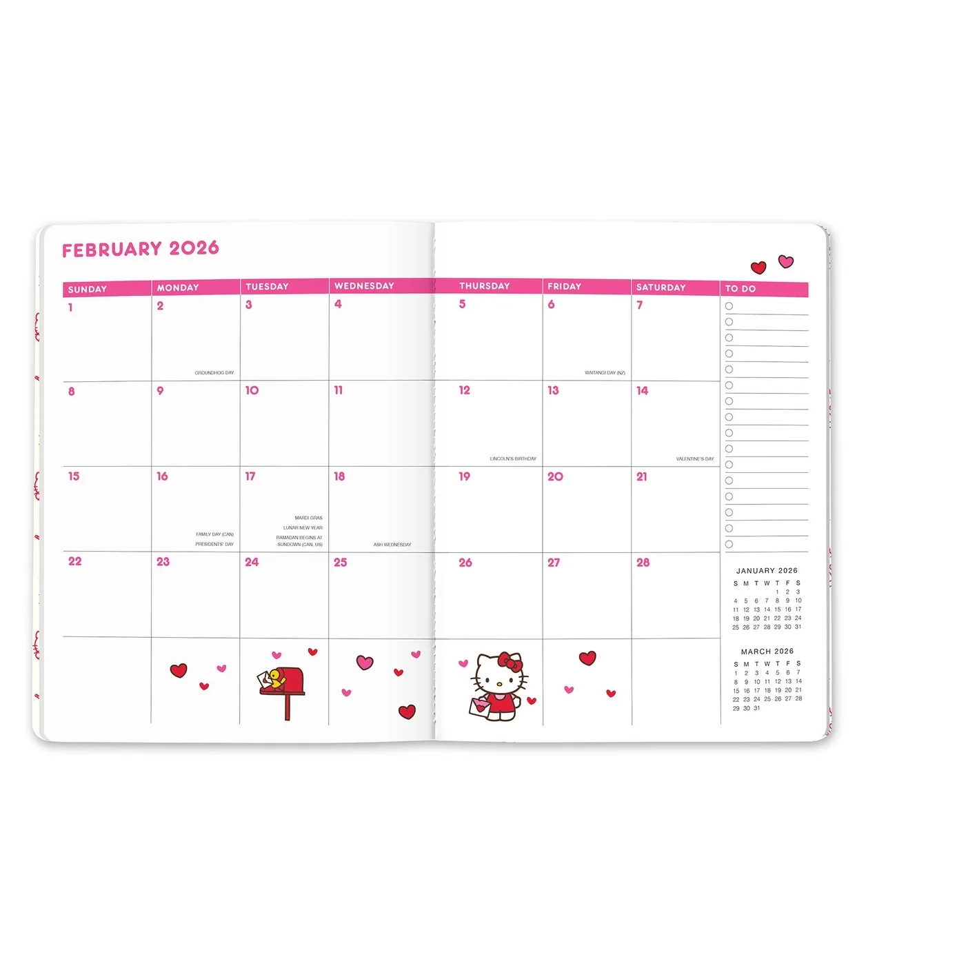 2026 Hello Kitty Playful Pink Just Right Monthly Planner Little 
