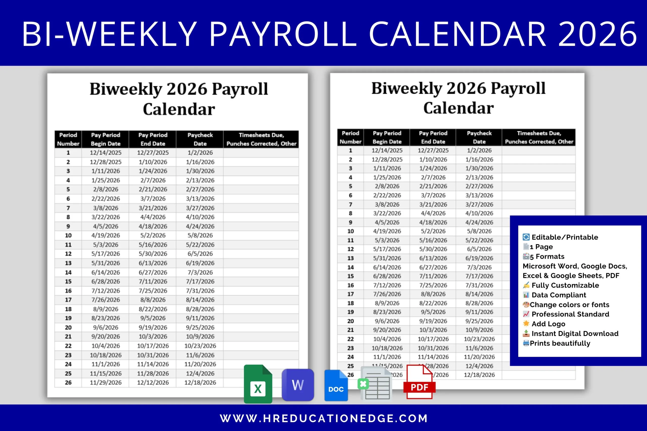 2026 Payroll Calendar Biweekly School Academic Calendar