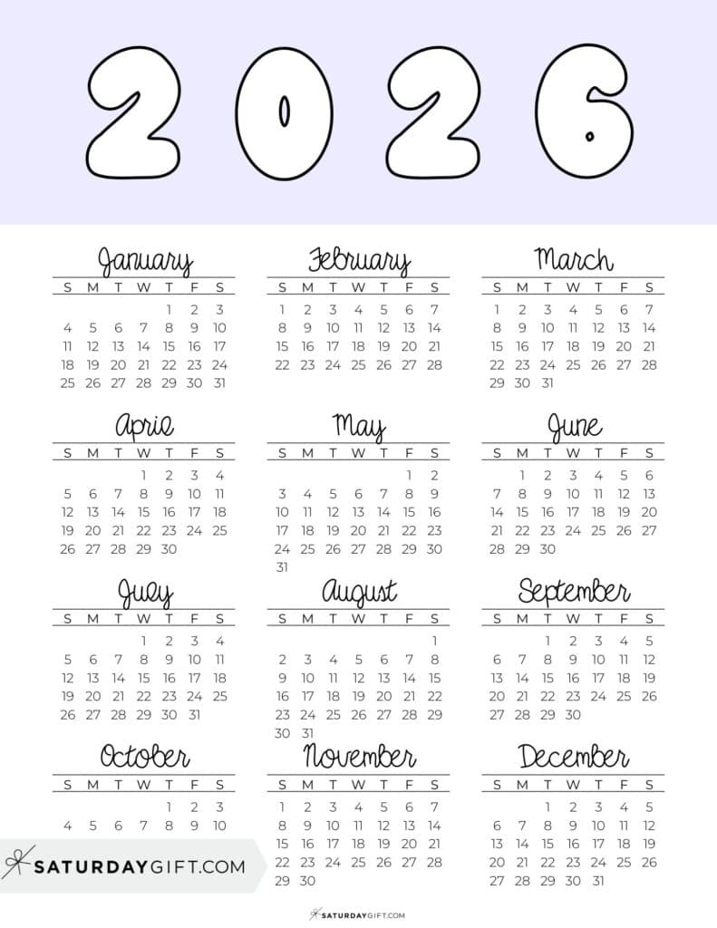 Free Printable Calendar Template 2026