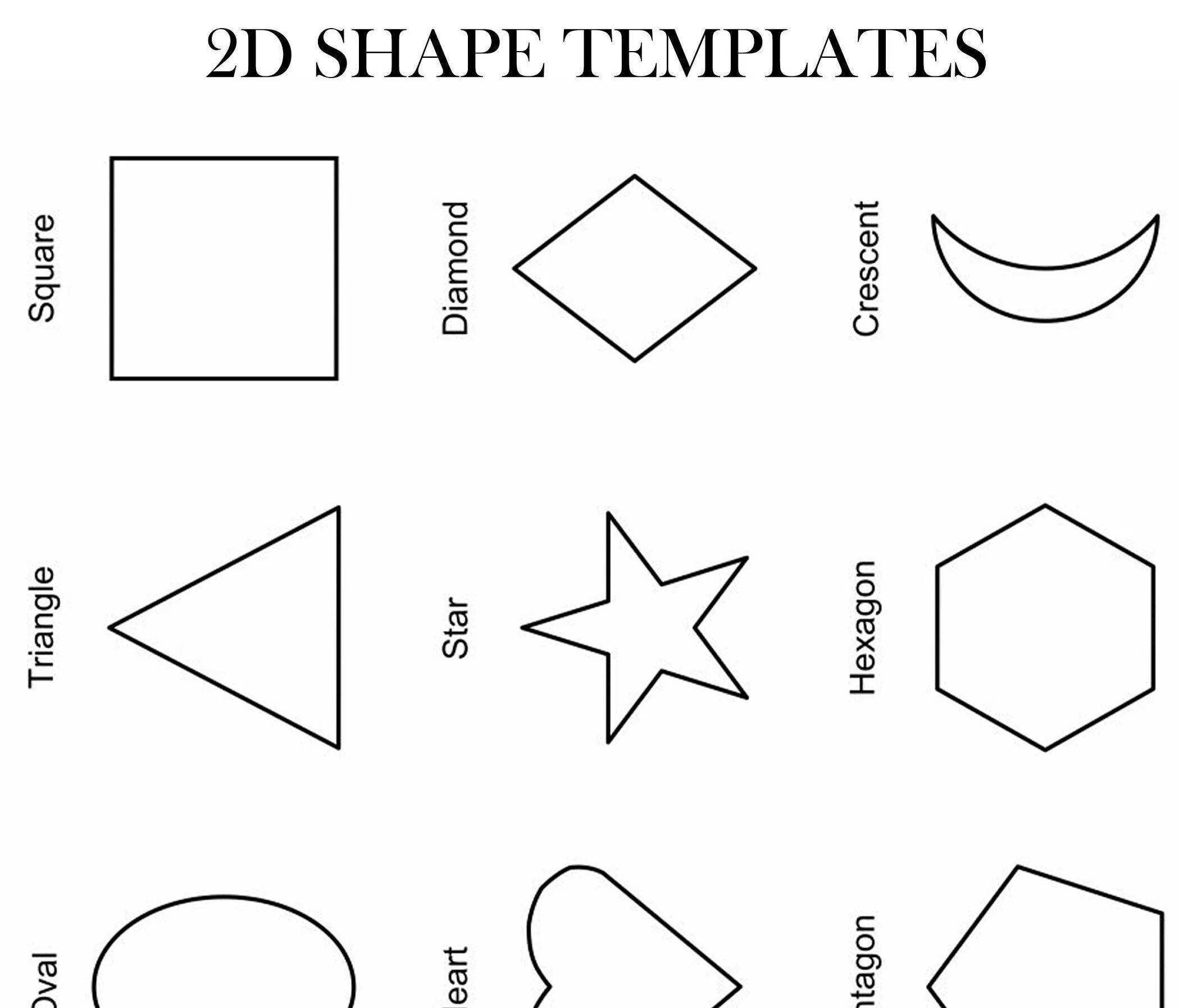2D Shapes To Print Shape Templates Colour In Kids Arts And Crafts 