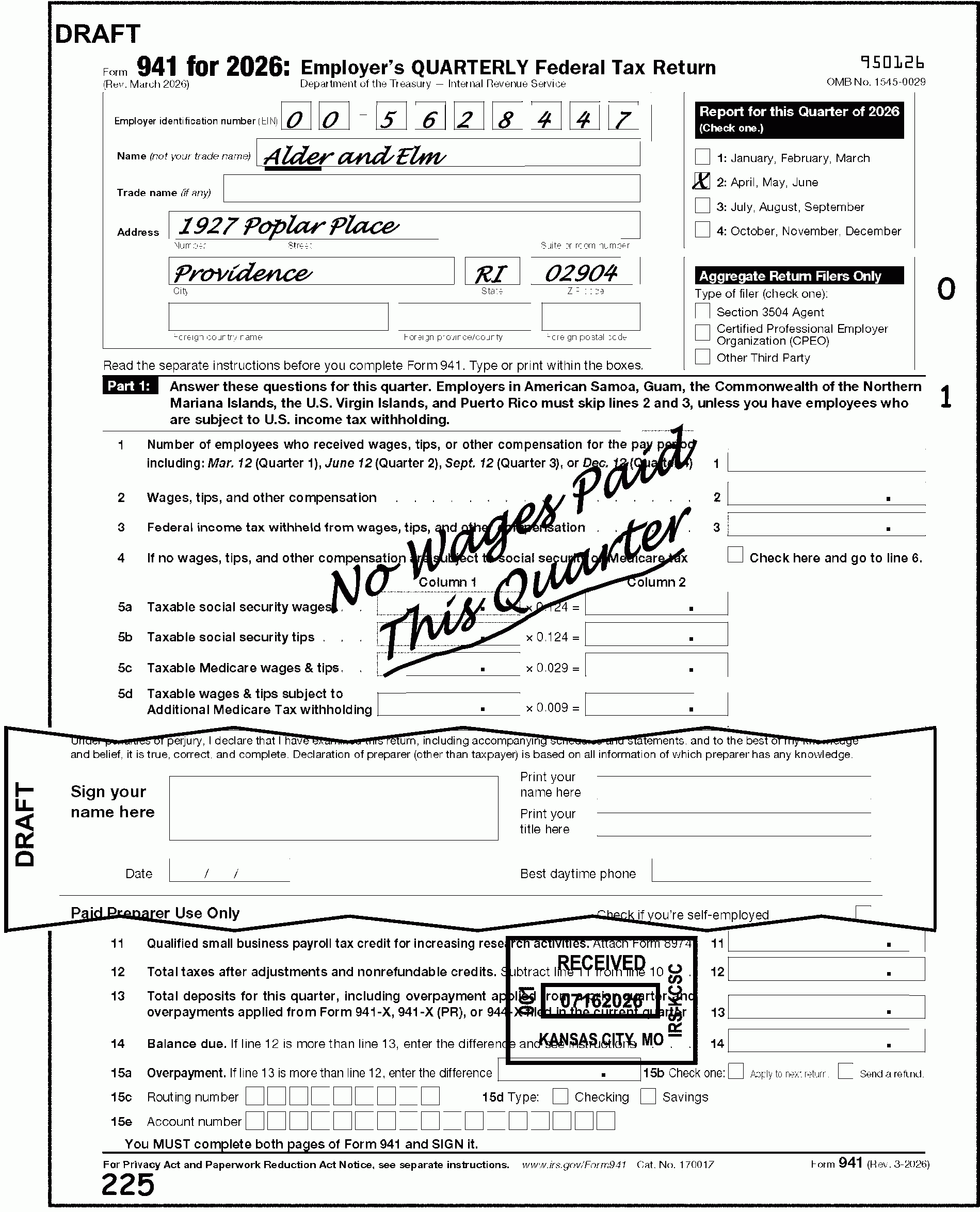 Irs Form 941 Mailing Address 2026