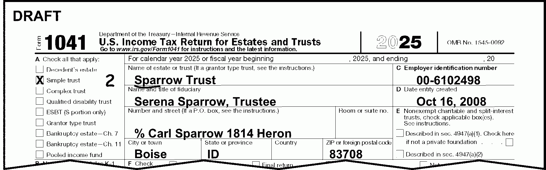 3 11 14 Income Tax Returns For Estates And Trusts Forms 1041 
