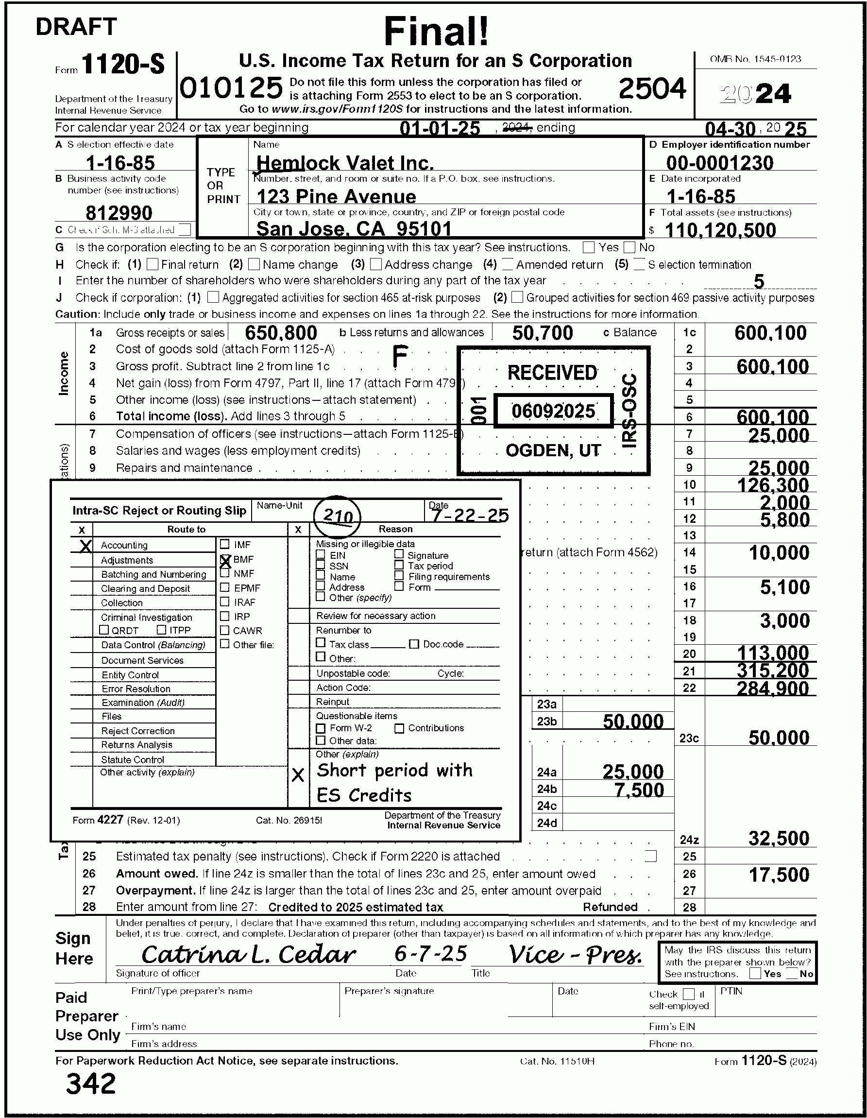 3 11 217 Form 1120 S Corporation Income Tax Returns Internal 