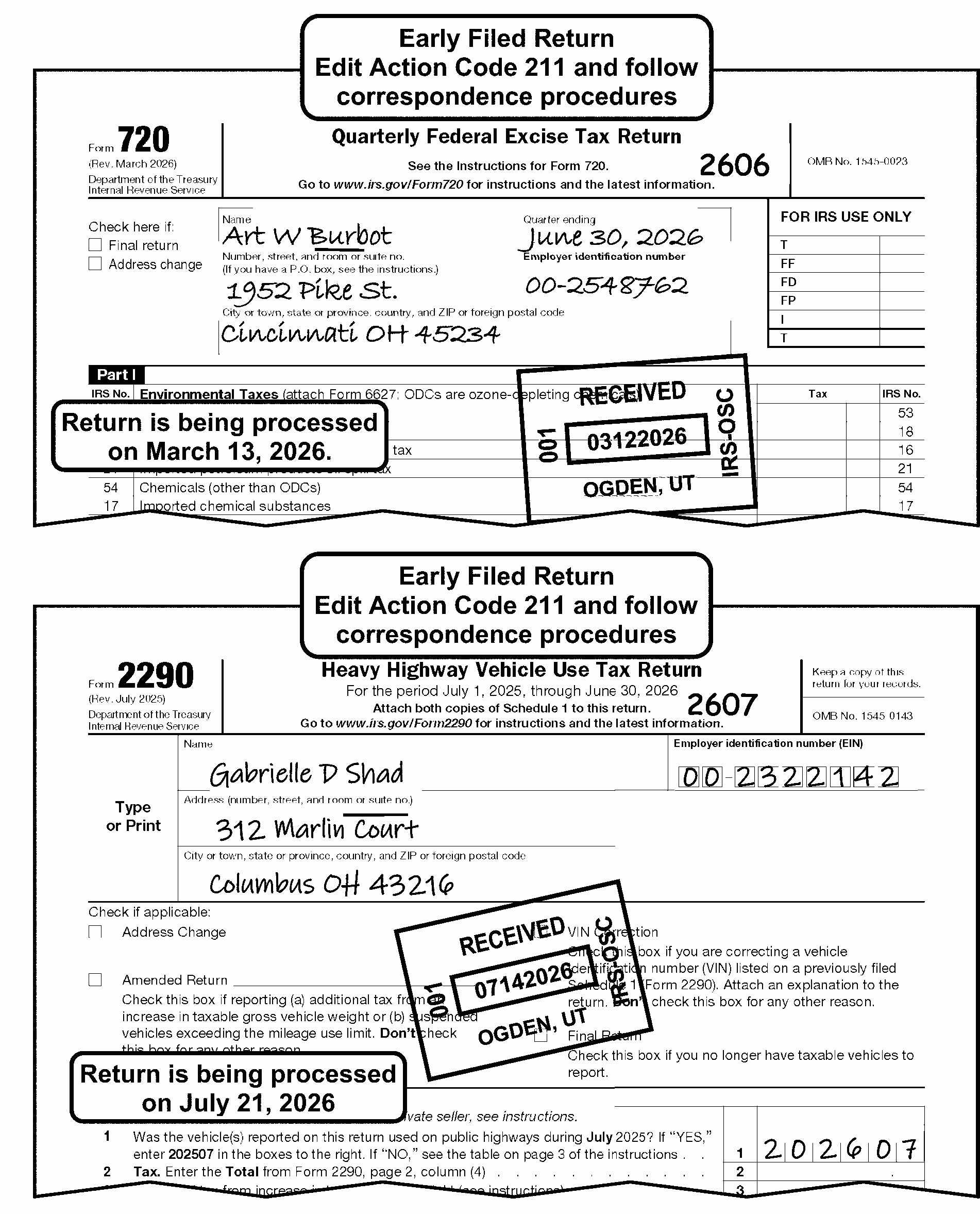 3 11 23 Excise Tax Returns Internal Revenue Service