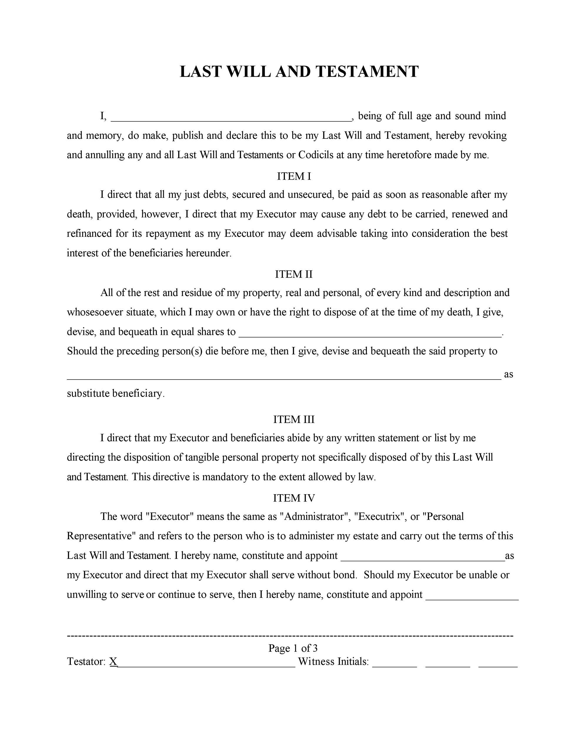 39 Last Will And Testament Forms amp Templates TemplateLab