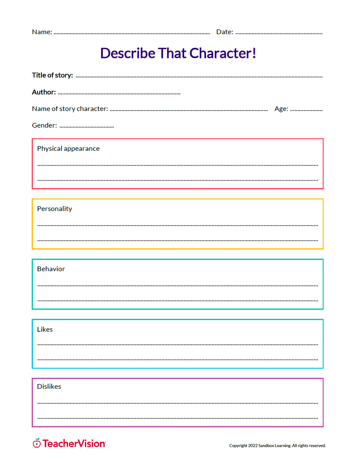 4th Grade Printable Worksheets Writing
