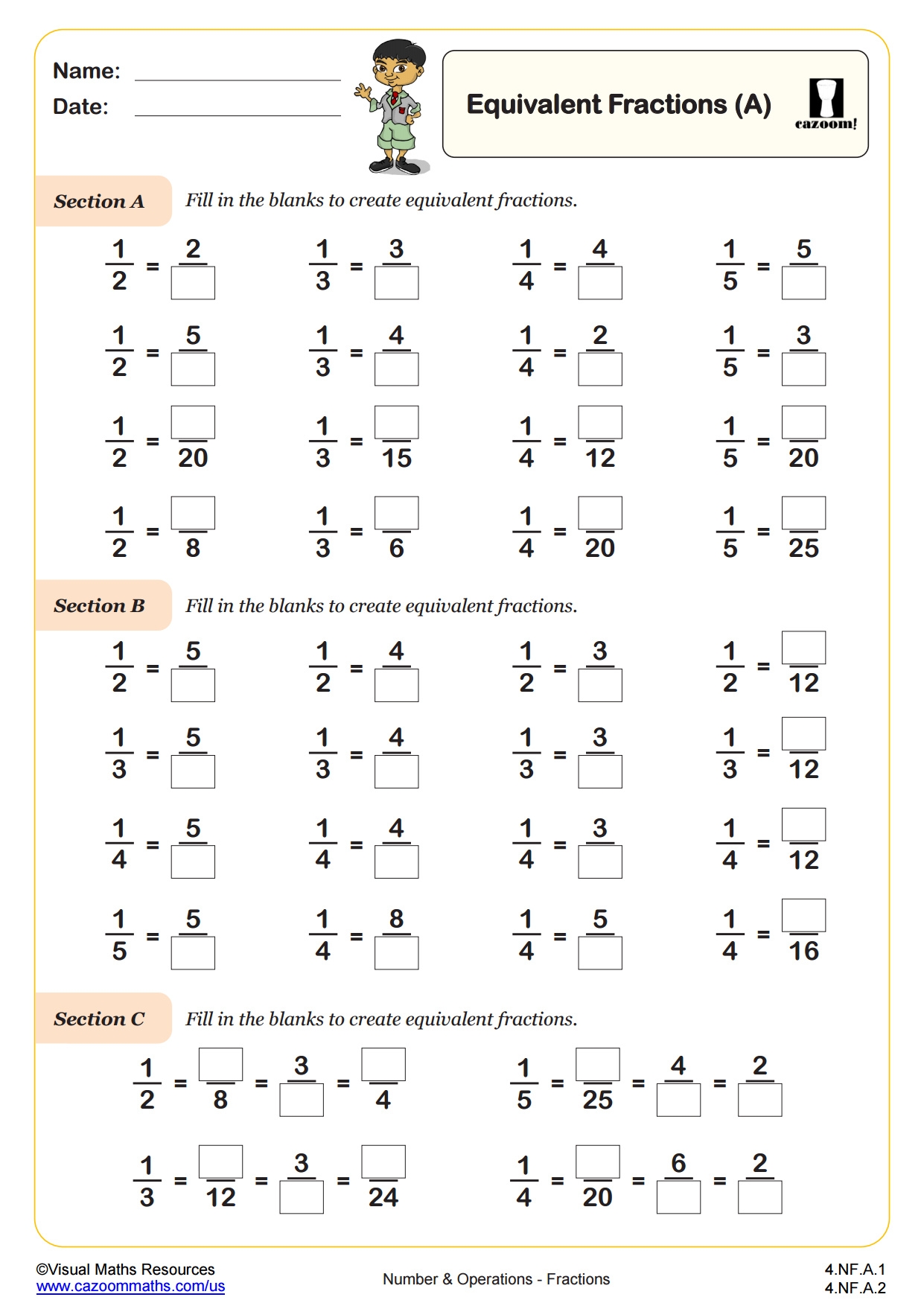 4th Grade Fractions Worksheets PDF Printable Worksheets Cazoom 