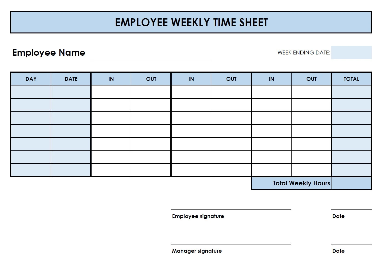 Free Printable Timesheet Template