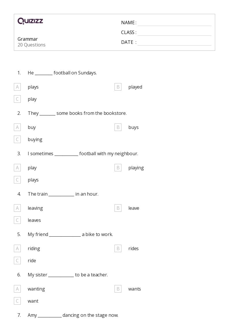 50 Grammar Worksheets For 4th Class On Quizizz Free amp Printable