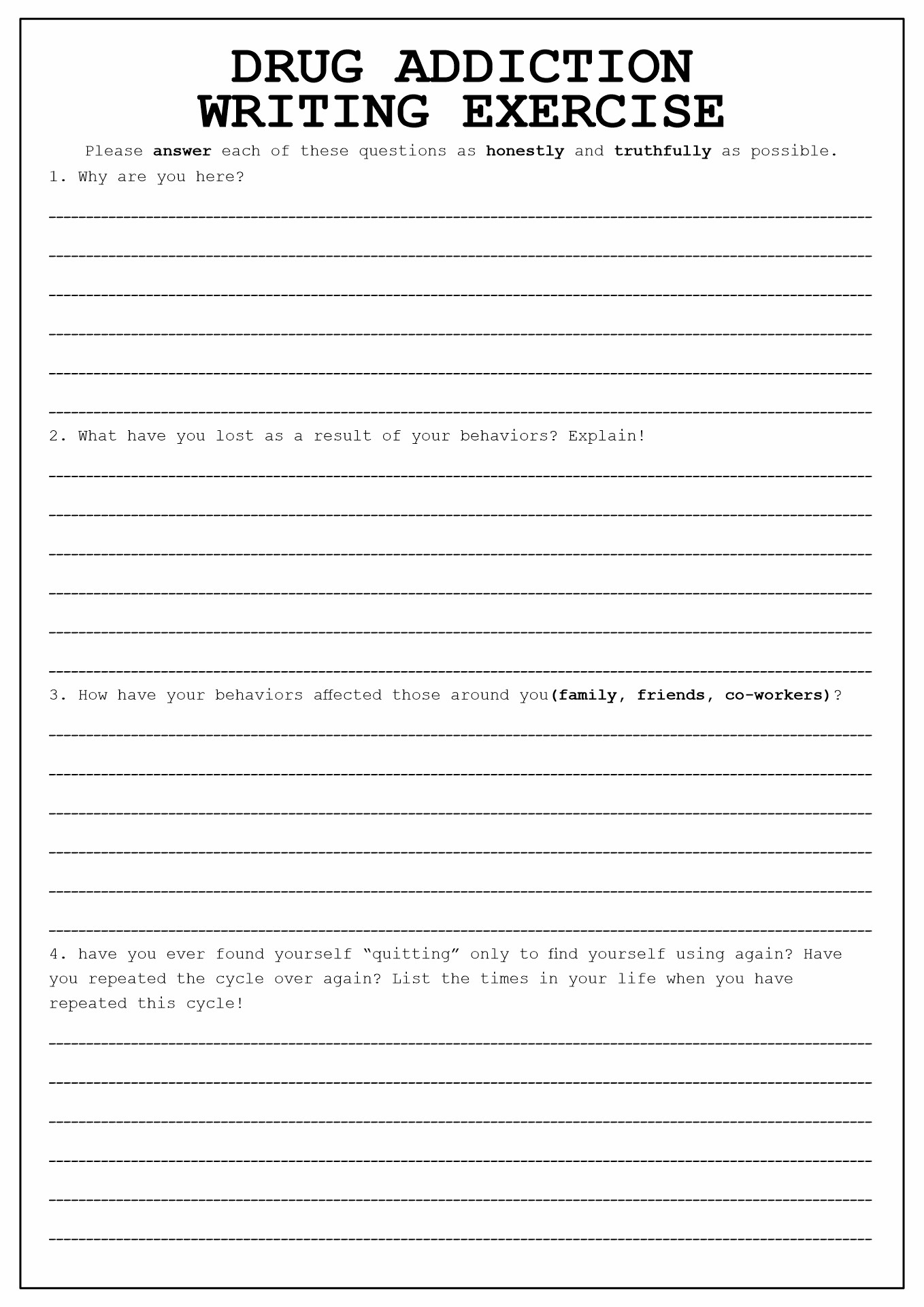 Free Worksheets On Recovery