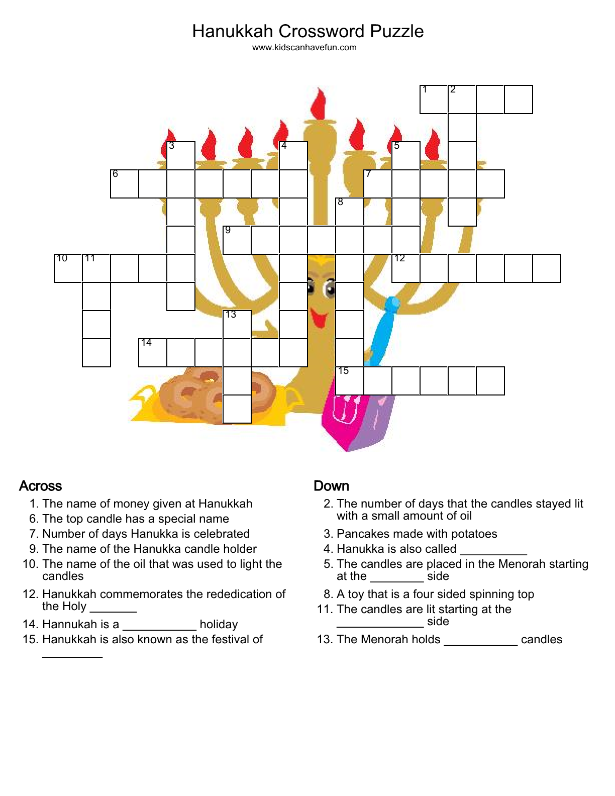 Hanukkah Crossword Puzzles Printable