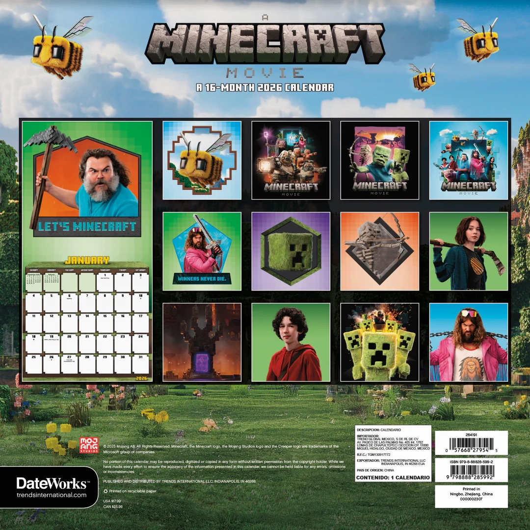 A Minecraft Movie 2026 Wall Calendar Official Minecraft Shop