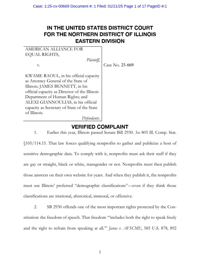 Aafer Raoul Filed Complaint 1 21 25 PDF Fourteenth Amendment 