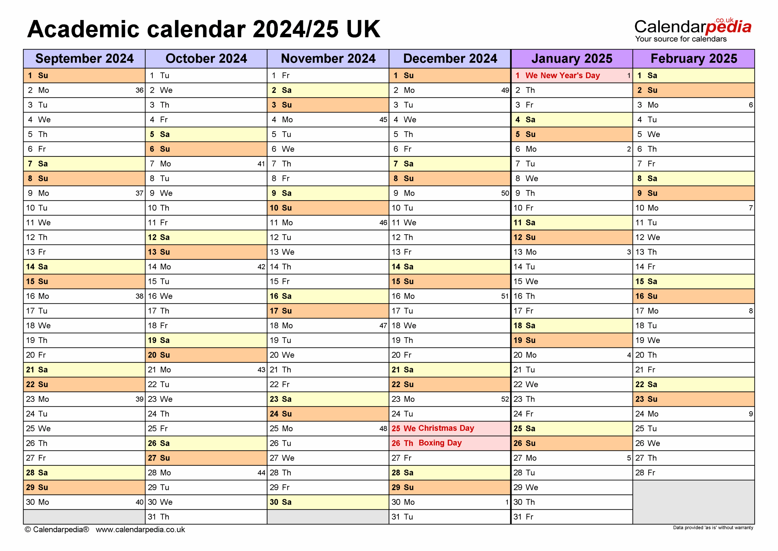 Academic Calendars 2024 25 UK Free Printable PDF Templates