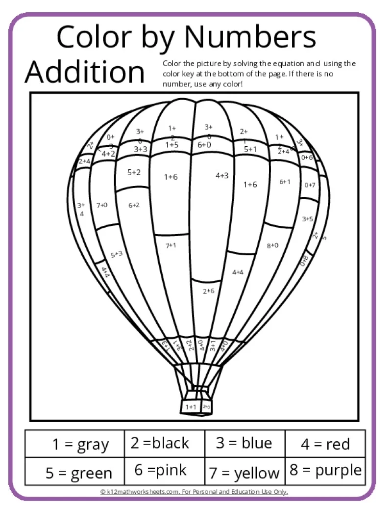 Color By Numbers Printable Worksheets
