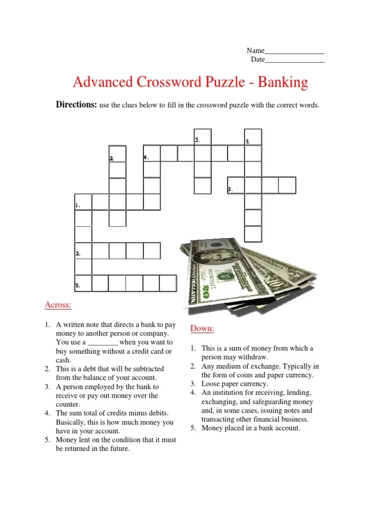 Banking Crossword Puzzle Free