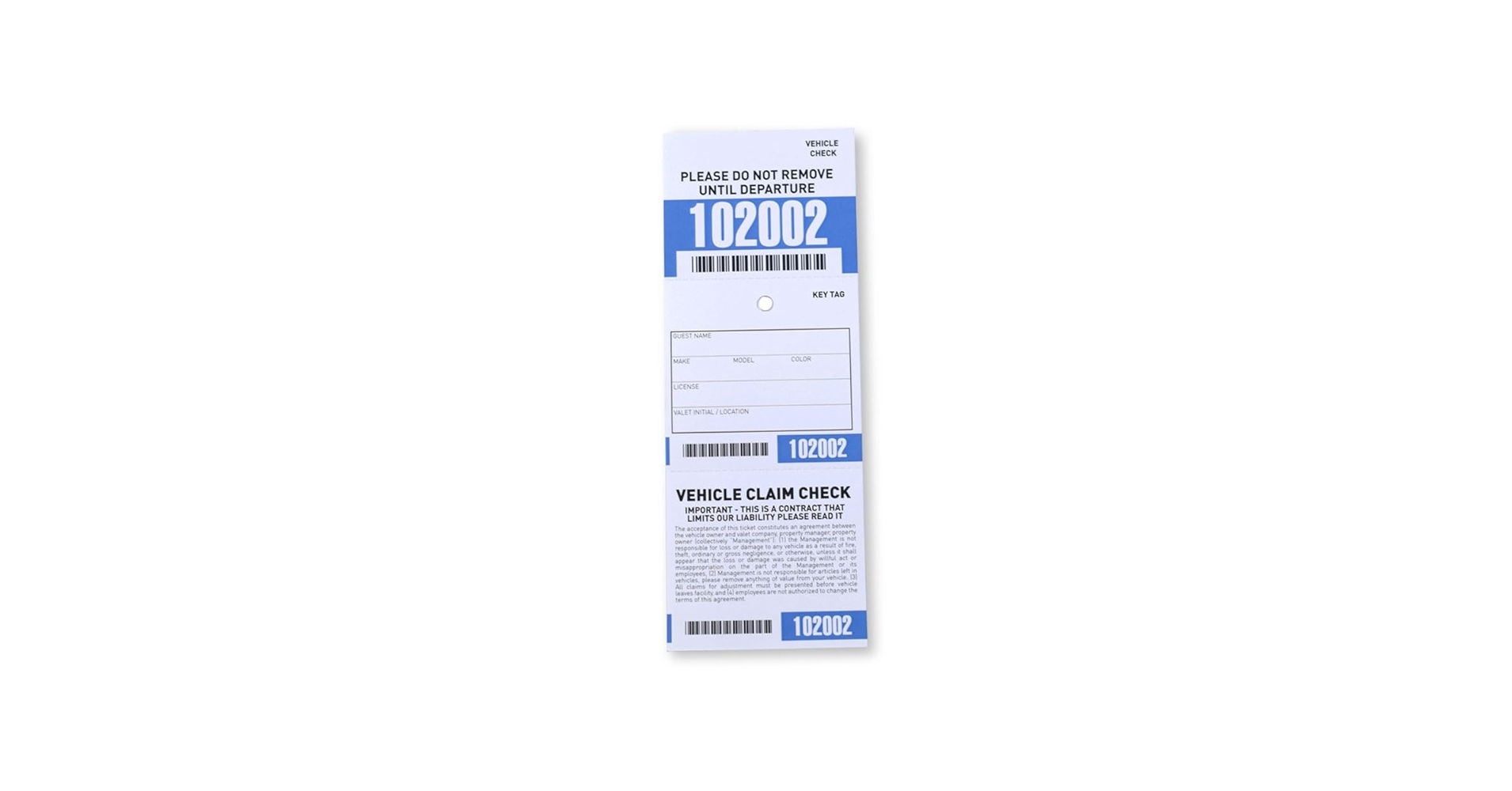 Amazon 3 Part Valet Tickets With Barcode Blue Office 