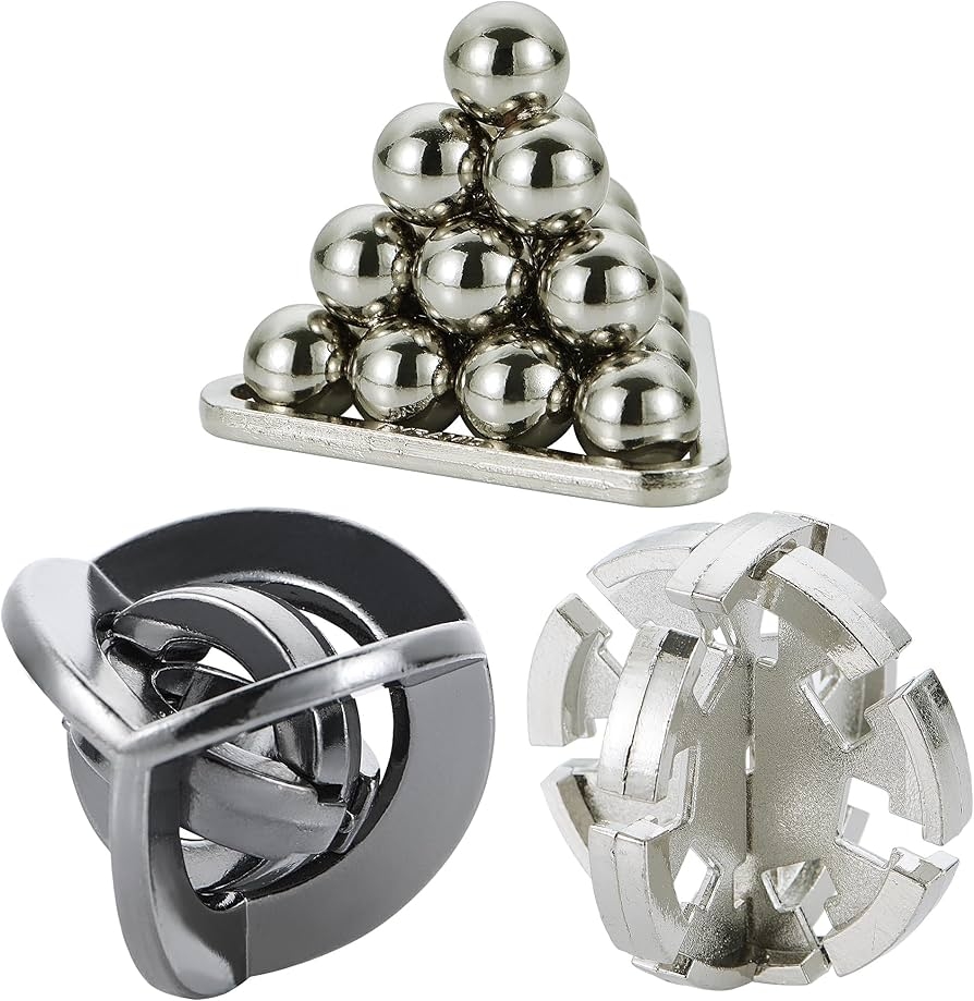 Amazon Brain Teaser Puzzles 3 PCS Metal Puzzles Kit Metal 