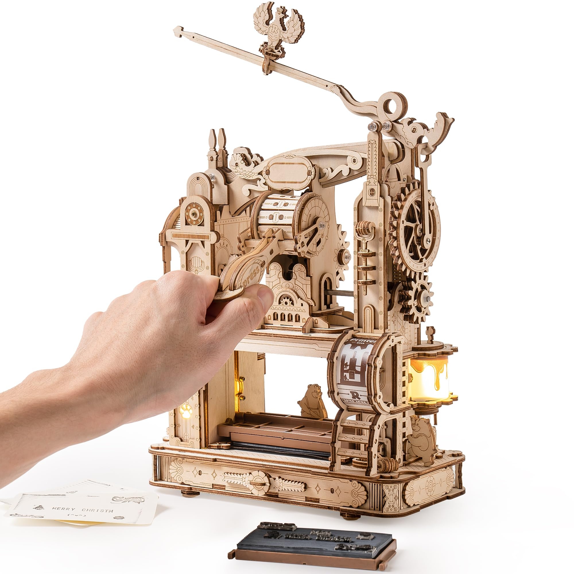 Amazon ROBOTIME Printing Press Wooden Puzzle 3D Puzzles For 