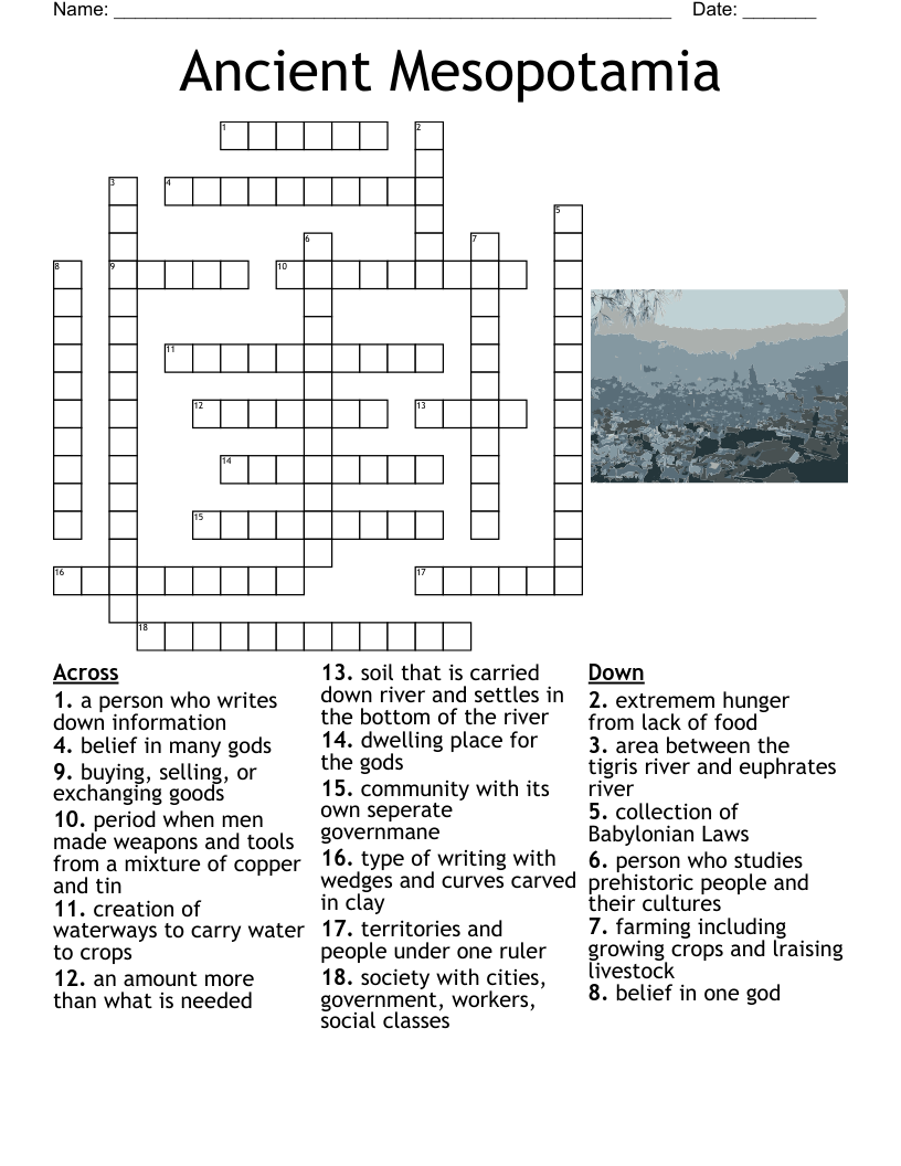 Ancient Civilizations Crossword Puzzles Printable