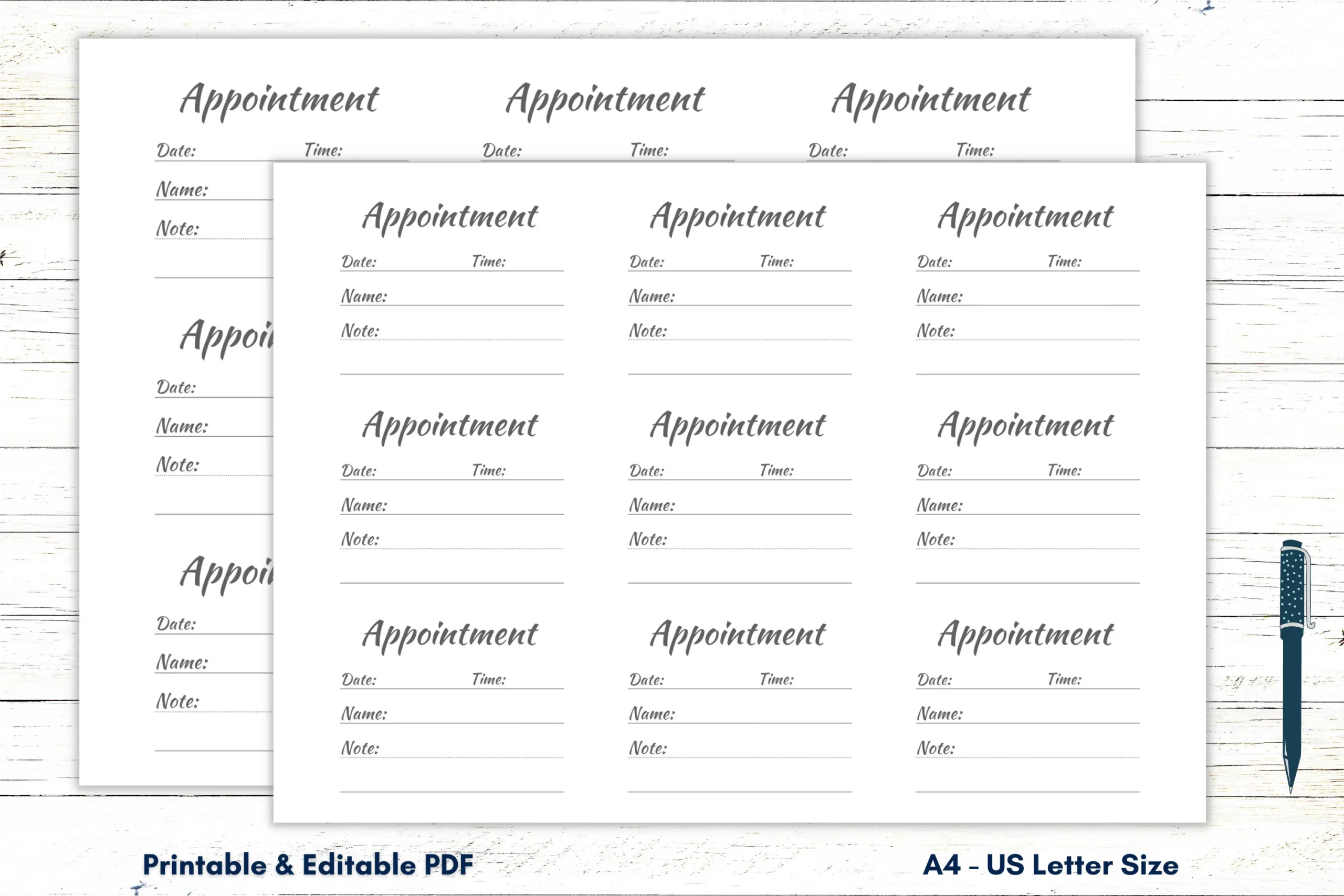 Appointment Card Template Appointment Card Printable Appointment 