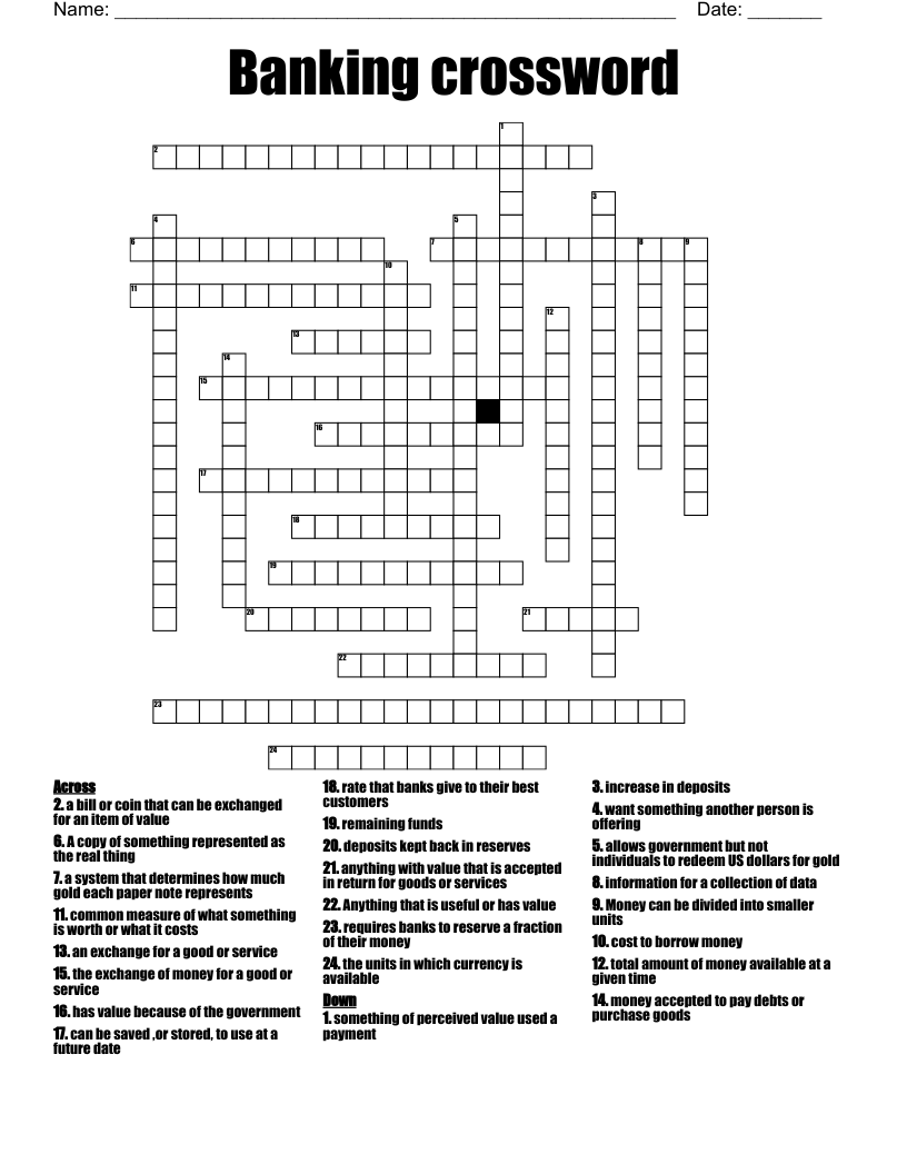 Banking Crossword WordMint