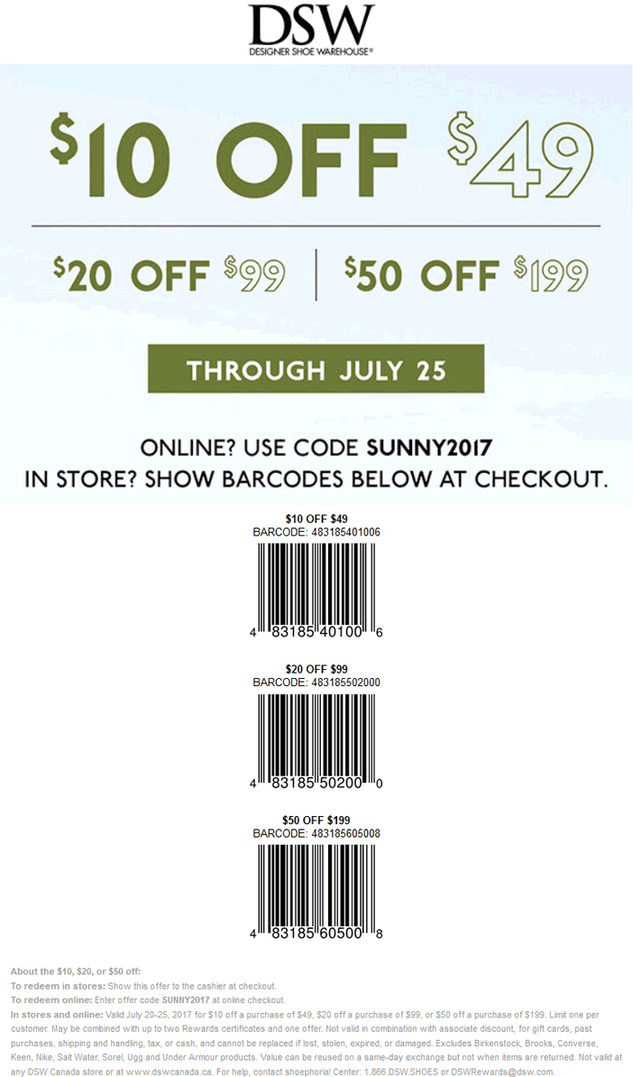Barcode Coupons For Dsw Shoe Store Designer Shoe Warehouse Dsw 