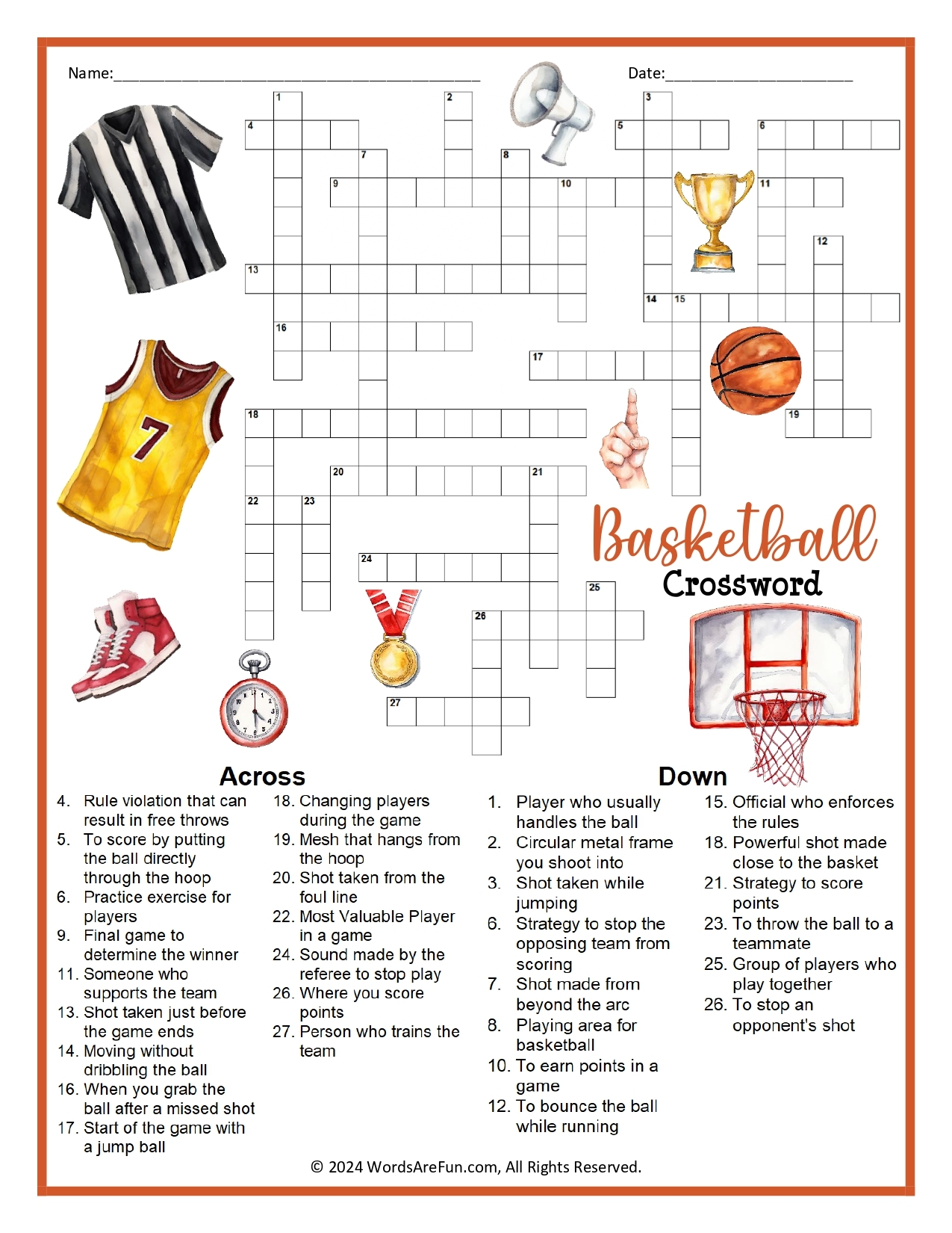 Basketball Crossword Clue 9 Letters