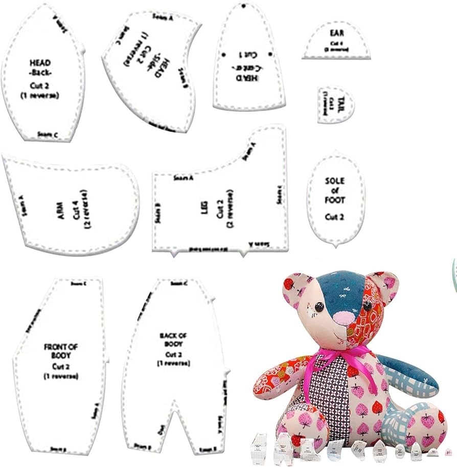 Bear Vorlagen Zum N hen Bear Vorlage Lineal Bear Schnittmuster Mit Zubeh r Und Anleitung F r Bett Schlafzimmer Wohnzimmer Amazon de K che 
