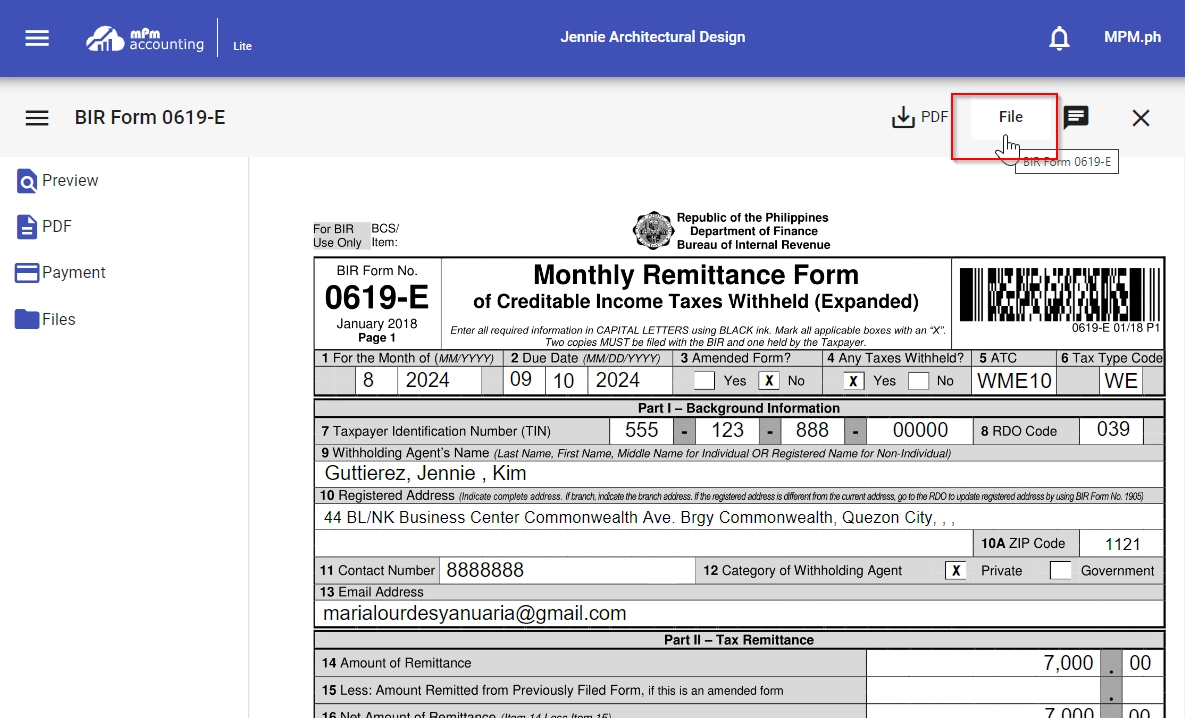 BIR Form 0619E Monthly Expanded Withholding Tax Return BIR Form 0619E Monthly Expanded Withholding Tax Return