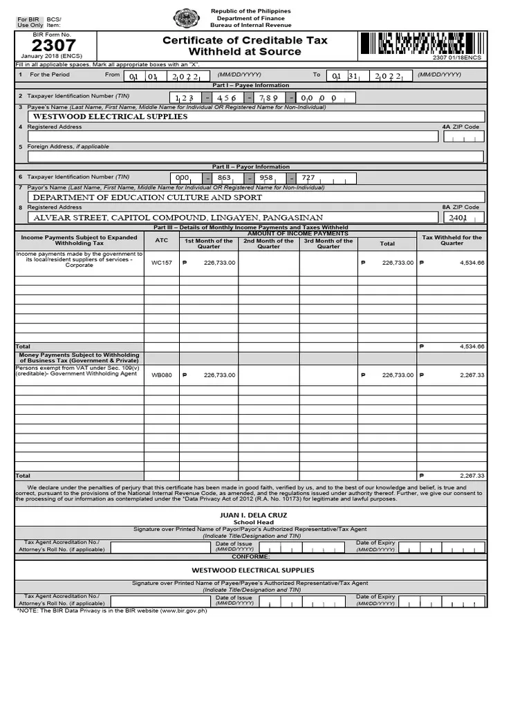 Bir Form 2307 Final Fire PDF Value Added Tax Corporate Tax Bir Form 2307 Final Fire PDF Value Added Tax Corporate Tax