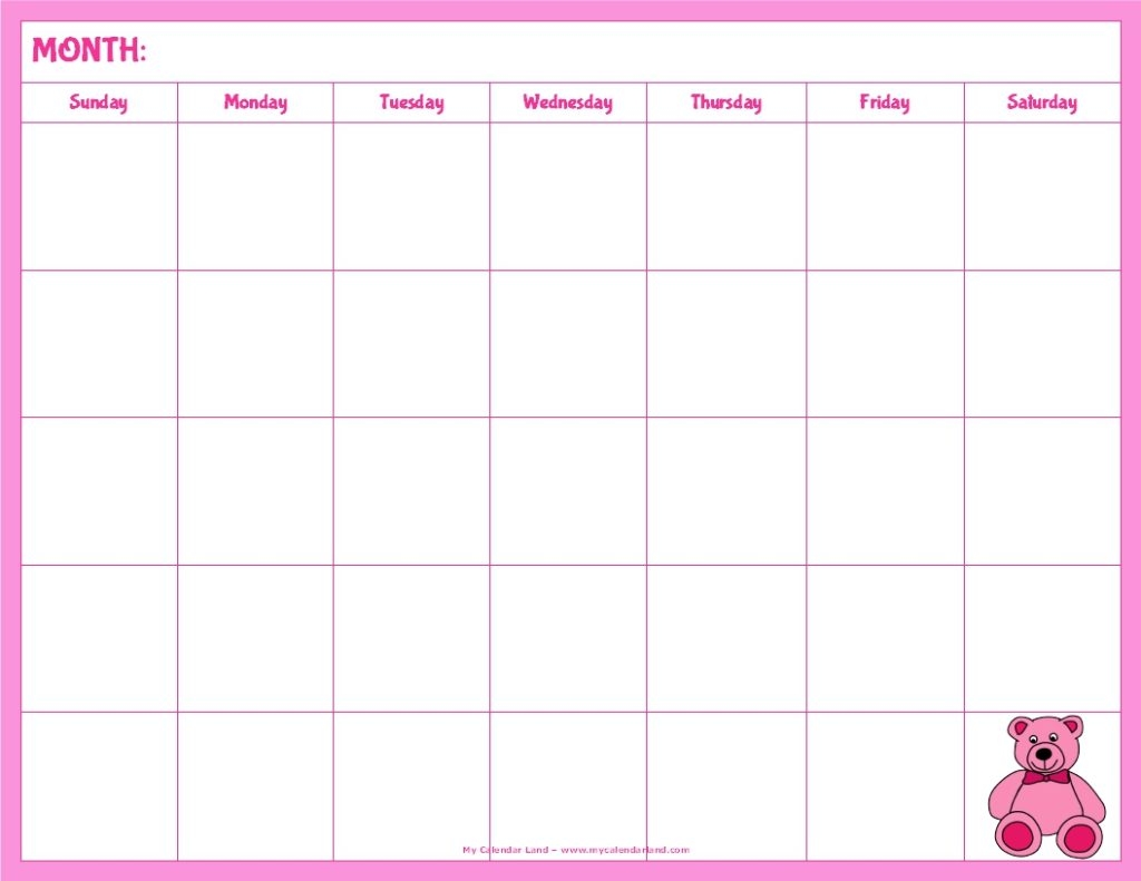 Kids Printable Blank Calendar