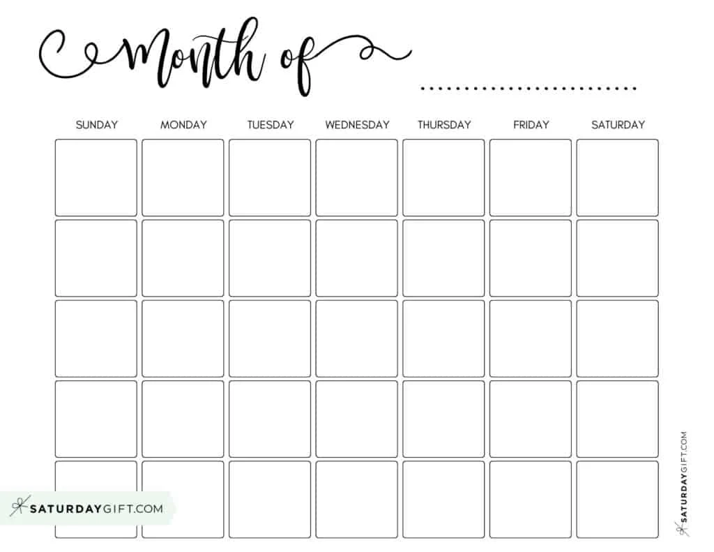 Printable Blank Calendars