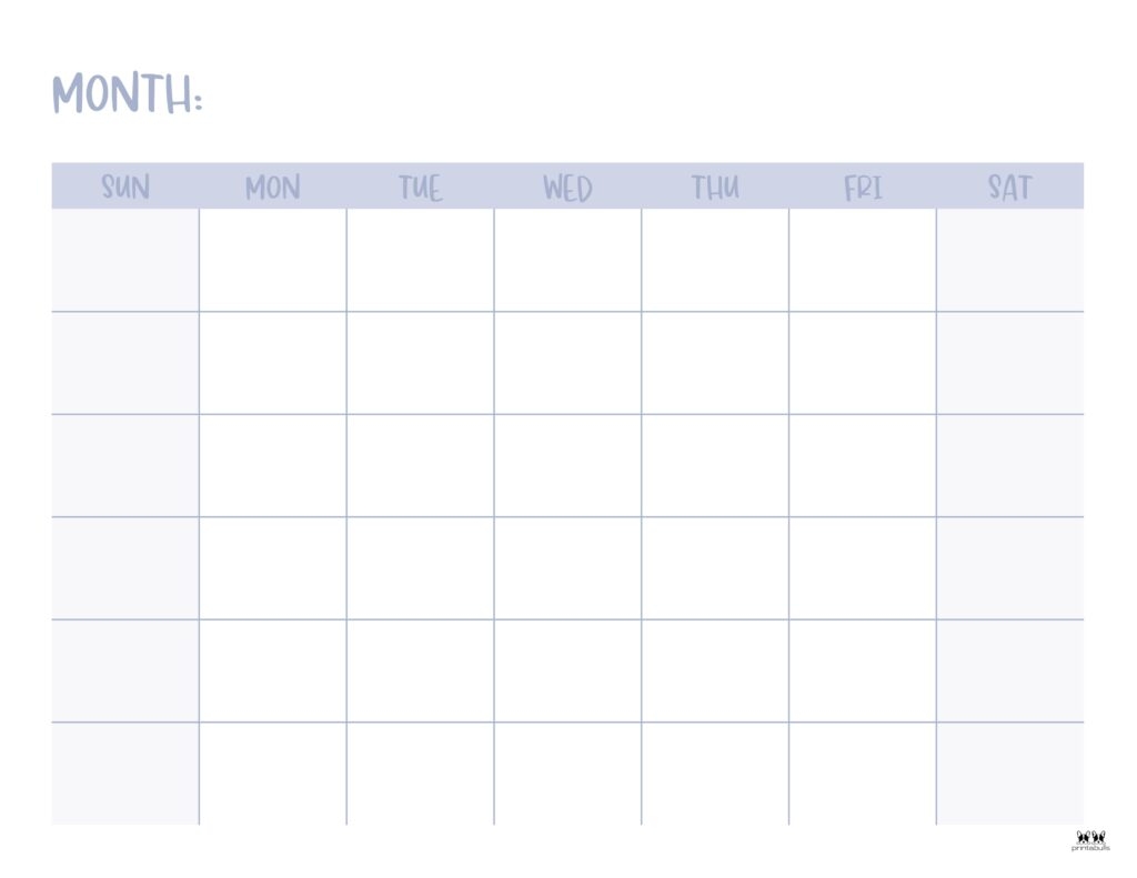 Printable Monthly Calendar Blank