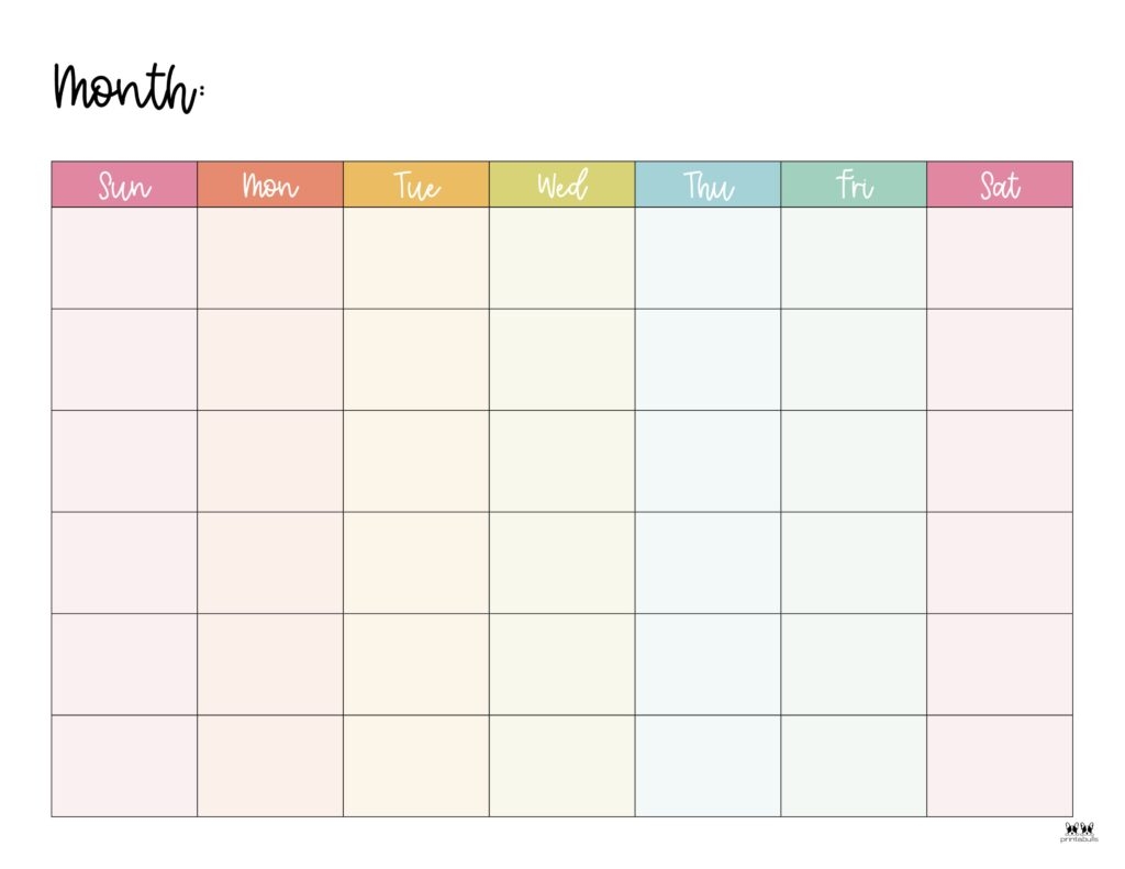 Full Page Blank Printable Calendar