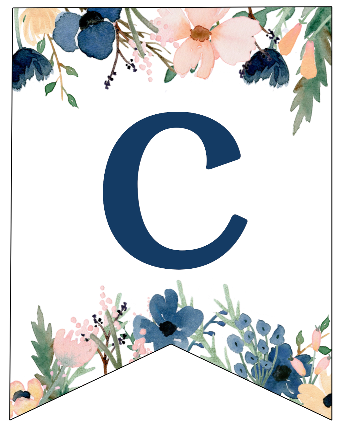 Blue amp Pink Floral Banner Letters Free Printable Paper Trail Design