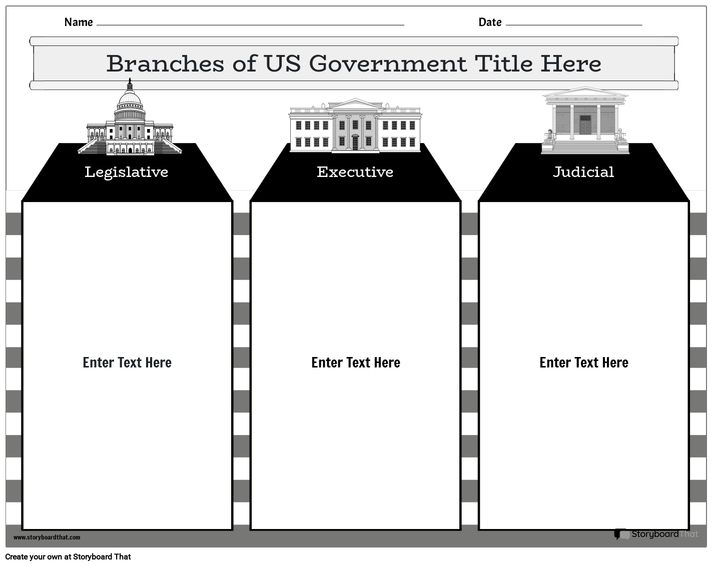 Branches Of Government Worksheet With U S Landmarks